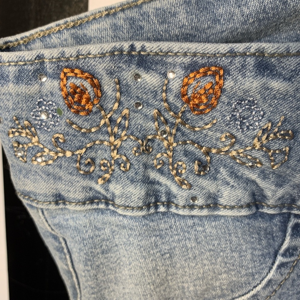 Y2K Vintage Embellished Embroidered Denim Jeans Size 3/5 Juniors Small - Picture 6 of 10